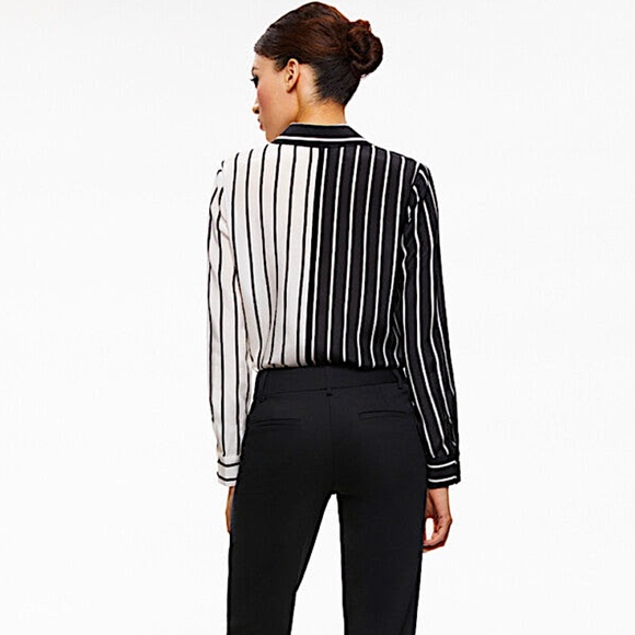 Willa Colorblock Stripe Silk Button-Up Shirt Alice + Olivia - Picture 12 of 12